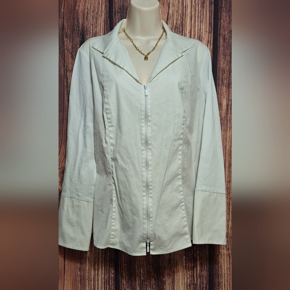 Lafayette 148 New York Off-White Utility Jacket Womens Size 14